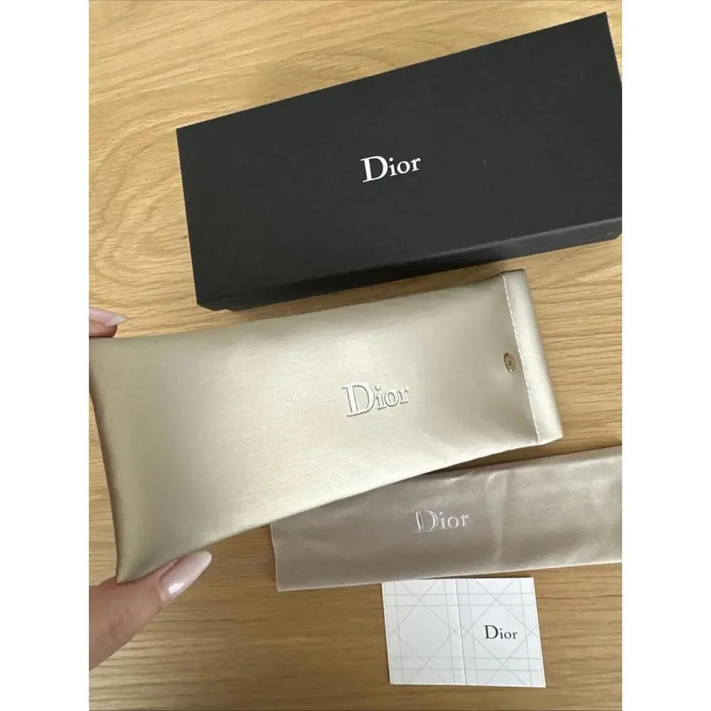 Dior Sunglasses Eyeglasses Soft Case + Microfiber Cloth, Box, Soft Sleeve, Gold - Picture 5 of 9